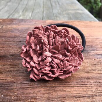 革花のヘアゴム LSPサイズ  サーモンピンクの画像