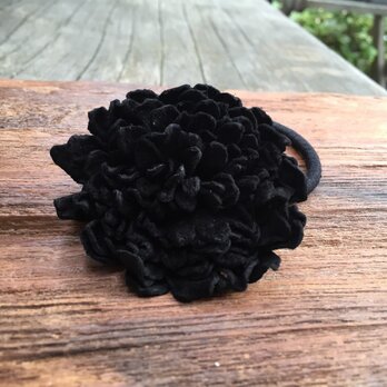 革花のヘアゴム LSPサイズ  ブラックの画像