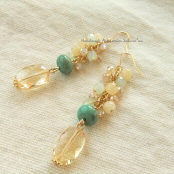 Pierces or Earrings　シトリン　ターコイズ（P0750）の画像