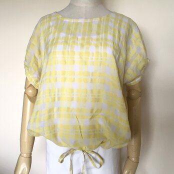 レモンイエローチェックプルオーバー