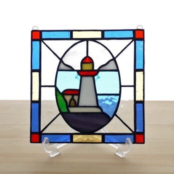 ステンドグラスパネル　灯台　Mサイズの画像
