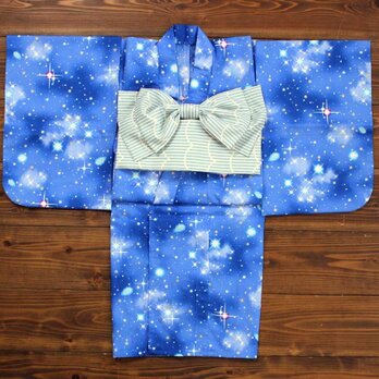 ◆浴衣◆プラネタリウムブルー/90-110/受注生産の画像