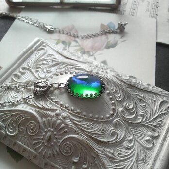 ヴィンテージ　Green/Blueドラゴンズブレス　Silverネックレスの画像