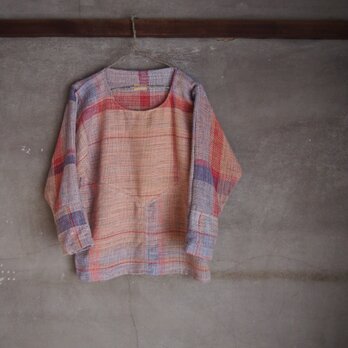 手織り/cotton sweater ▽珊瑚no umi (+orimi)の画像