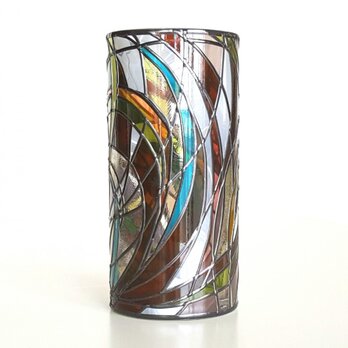 グラスアート花瓶大☆レトロ調フラワーベースの画像