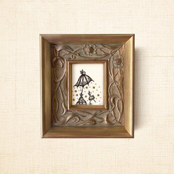 ミニ額縁 原画【 ベッドサイドの恋 】