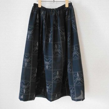 再販★夏の黒の着物リメイクスカートの画像