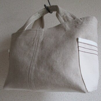 リネンと帆布のマチたっぷりトートバッグ　newＡ