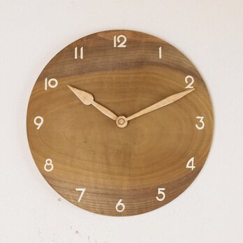 木製 掛け時計 丸 朴（ホオ）材1の画像