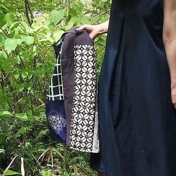 銘仙と播州織のストール「羽衣」No.1（ベージュ×紫）麻　リネン　コットンの画像