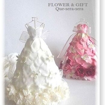 NO124　アーティフィシャルフラワー　ギフト　ミニドレス　ウェディングドレス　結婚祝い　受付　誕生日　送料無料の画像