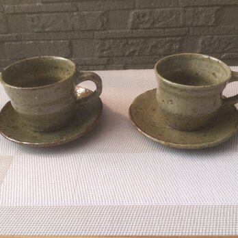 灰釉コーヒーカップとソーサー　２の画像