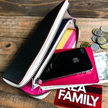 【送料無料】色を楽しむ使えるお財布！「ラウンドジップ財布」スマホもＯＫ！受注生産（RZW-KPYT-NPP-R)Ⅲの画像