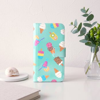 ＜iPhone＞手帳型スマホケース【アイスクリーム】