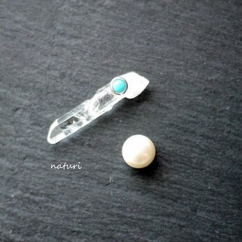 【noix】sv925 turquoise pierce with pearl catch (1pc)の画像