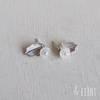 【 2WAY 】白蝶貝の花ピアス  - SILVER -の画像