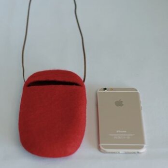 iPhoneポシェット cocoon（赤）Lサイズ※ポケット付の画像