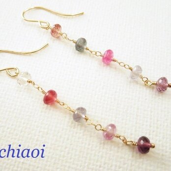 マルチカラースピネルのラインピアス＊１４ｋｇｆ＊