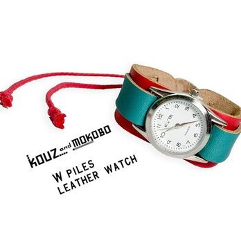 ▲WPILES 白Tに合わせると最高な赤と青「Wパイルズ 腕時計」金属アレルギー◎（WPW-RTN-P）の画像
