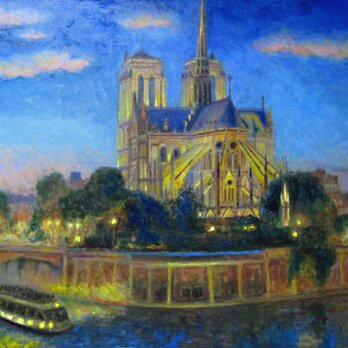 パリの街角　ノートルダム大聖堂　暮色の画像