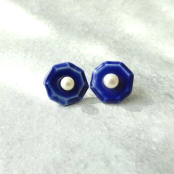 jewel pottery pierce/earring(八角）青の画像