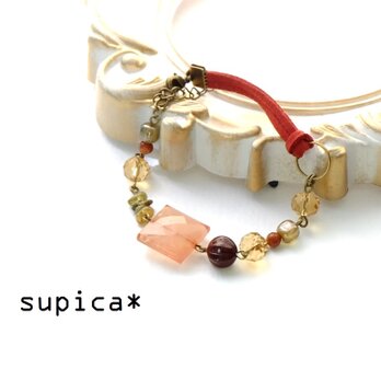 s30-ABH216【エスニック＆ボルド―】ガーネットのひもブレスレット