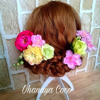 funwari桜とローズの髪飾り10点Set No117の画像