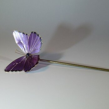 蝶の簪(紫)　一本ざしの画像