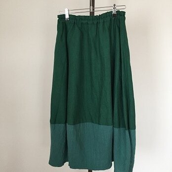 グリーン系のン系リネンとWガーゼのバルーンスカート　M~Lの画像