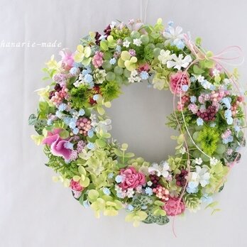 blue baby's breath & muscat　: wreathの画像