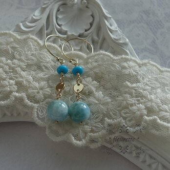 ラリマー*スリーピングビューティピアス*K14GF