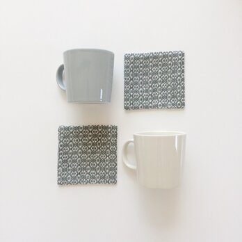 【新色】手織りコースター (Grey Flower Linen)