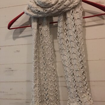 手編み シルクコットンアラン模様のショールの画像