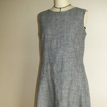 「G-madame様ご予約品」ノースリーブリネン切り替えフレアワンピース