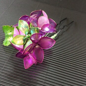 iichi限定　かんざし　朝露ー紫陽花の花の画像