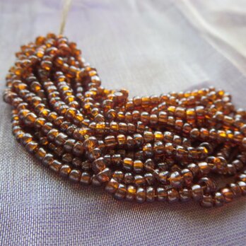 *♥*Japanese Vintage Seed Beads Dark Amber Luster*♥*の画像