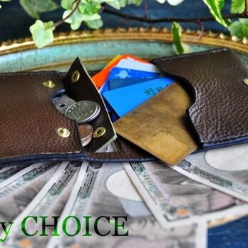 イタリアンオイルレザーアリゾナ・コンパクト２つ折り財布（オリーブ）の画像