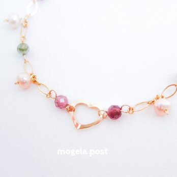 【14kgf】Gold Heart♡Colorfulトルマリンの腕飾り