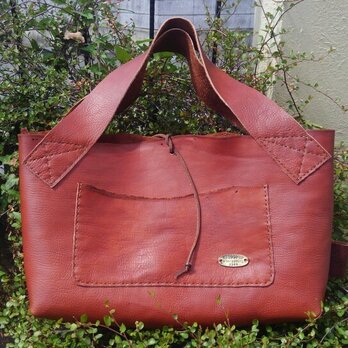 レンガブラウン　横長トートバッグ