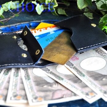 イタリアンバケッタ・エルバマット・コンパクト２つ折り財布（紺）の画像