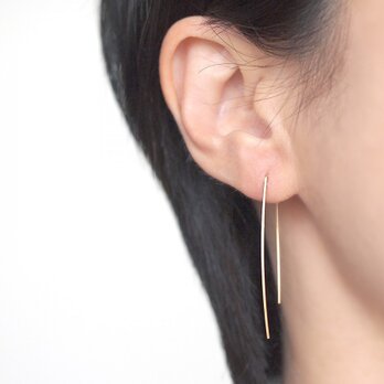 14KGF Square Wire Earrings / Curveの画像