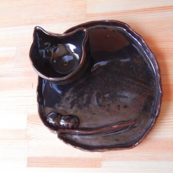 黒猫のお皿三点セットの画像