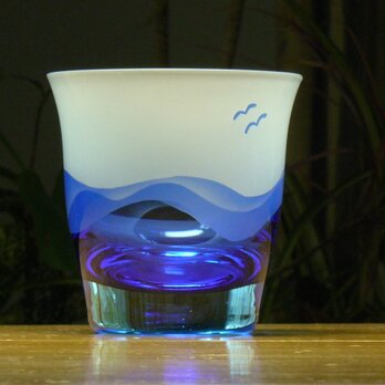海とカモメのフリーグラス 水色×青 A　 (1個）の画像