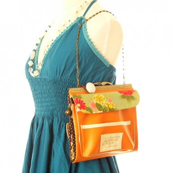 分類楽々スマホが入るお財布バッグ　フルセット　薔薇園オレンジの画像