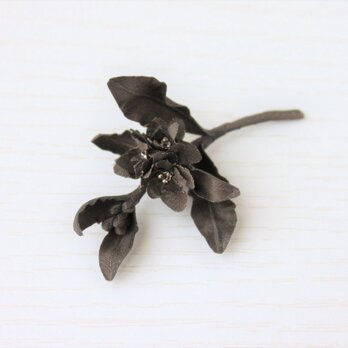 コットンシルクの摘み花コサージュブローチS＜チョコレートブラウン＞CY032S-T8DBの画像