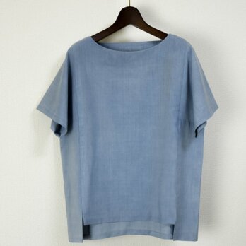 オーガニック染めのブラウス　淡藍