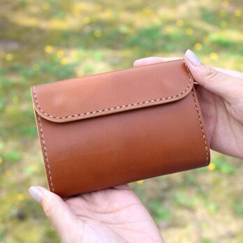 【受注生産品】三つ折り財布 ～栃木アニリンキャメル×栃木サドル～の画像
