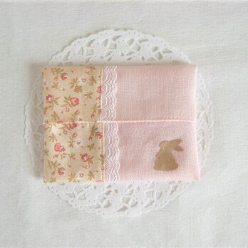 かわいいうさぎのポケットティッシュケース（ピンク花柄）