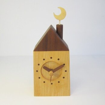 月の家　電波置・掛時計　ウォールナット