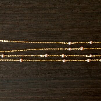 クラシックピンク淡水真珠ロングネックレスの画像